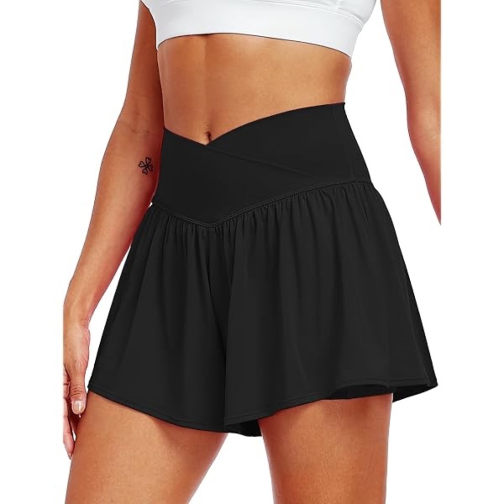 NWOT Athletic Shorts for Women High Waisted Workout Running Shorts Size Large - Picture 5 of 7